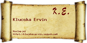 Klucska Ervin névjegykártya