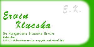 ervin klucska business card